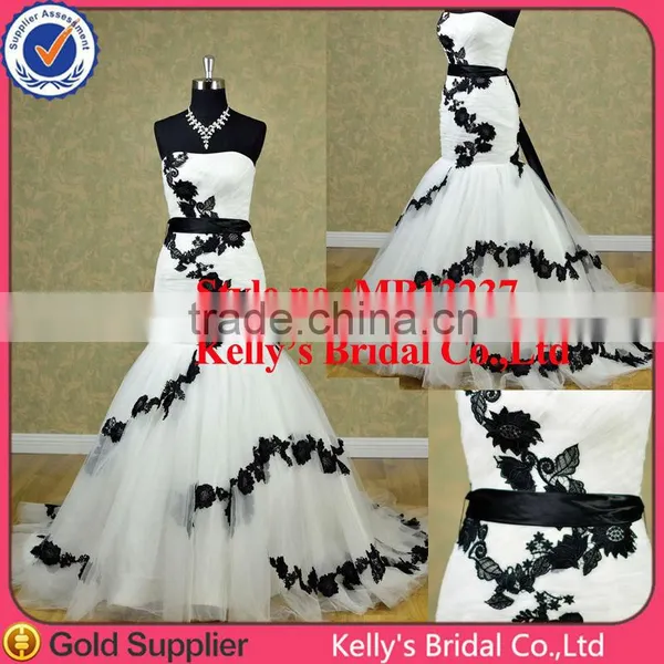 The Latest Dress Design Mermaid Black and White Plus Size Wedding Gown