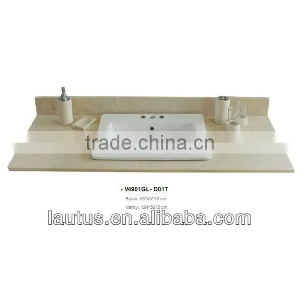 Double Sink Bathroom Vanity Unit Tith Marble Top