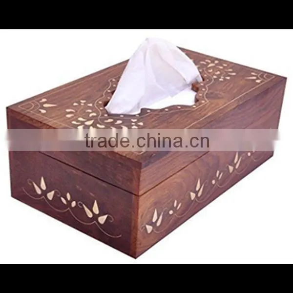 Laser Carved High Quality Customized Desktop Decoration Wooden Tissue Storage Box photo-3