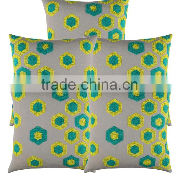 High Quality 45x45'' Cushion Cover Printed Gray & Green Geometric Cushion Home Decor Sofa Pillowcase Wholesale Supplier