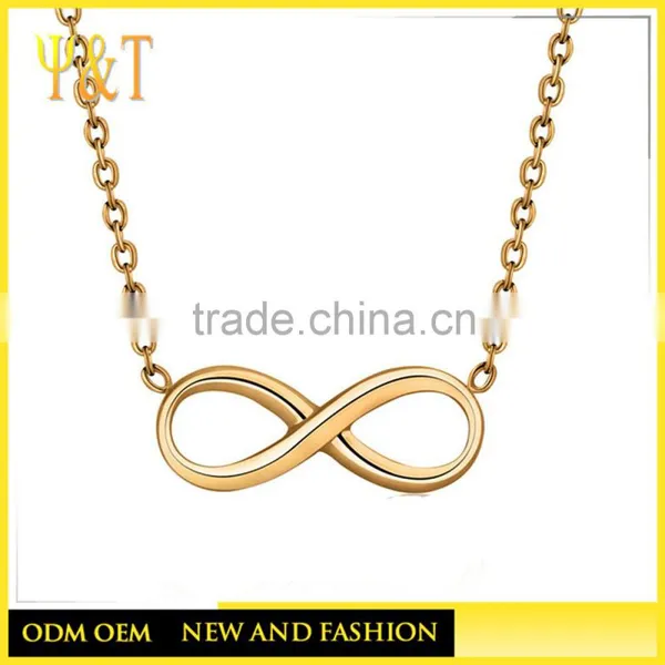 Friendship Jewerly Diamond for Girls Anti Plating Rose Charms With Clear Rhinestone Infinity Shape Gold Necklaces(QD-101) photo-3