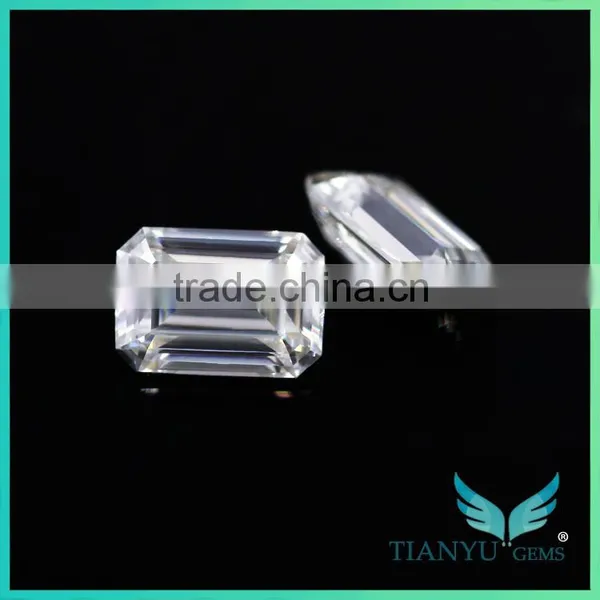 China Factory Manufacturing Gemstone 10x8mm Emerald Cut Moissanite Band photo-4