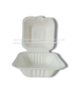 JUST Disposable Paper Pulp Bagasse Food Container Clamshell 6