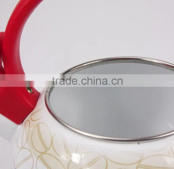Elegant Red Rose Flower Enamel Kettle Teapot Whistling photo-5