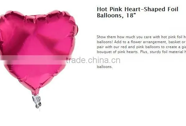 Hot Pearl Red Pink Heart -Shaped Foil Balloon