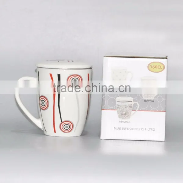 Ceramic Porcelain Coffee Mug With Filter and Lid photo-6