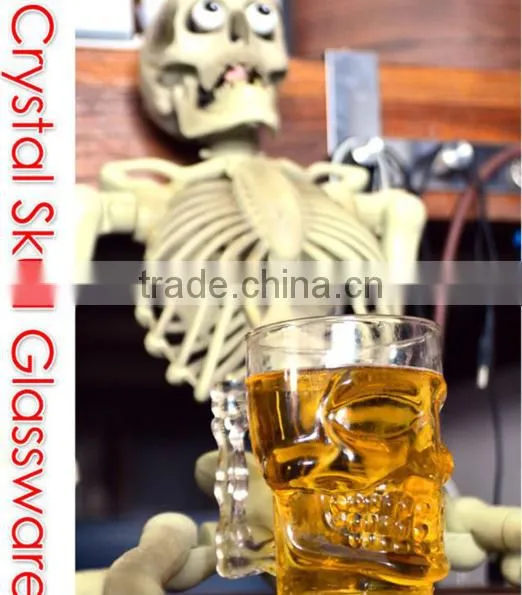 High Clear Skull Glass Mug Skull Beer Stein photo-4
