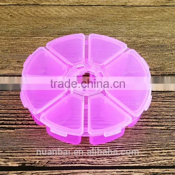 Round Plastic Medicine Cute 8 Slots Fancy Storage Pill Box