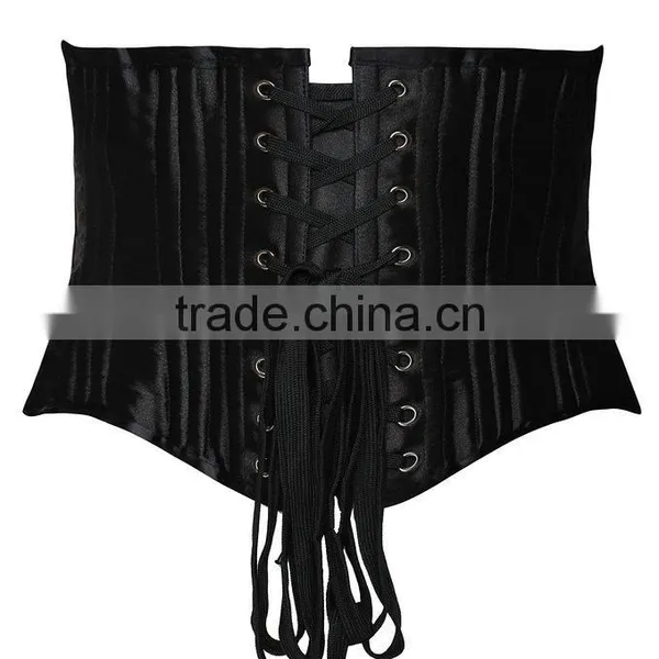 Women Short Double Steel Boned Waist Slimming Satin Waist Trainer photo-6