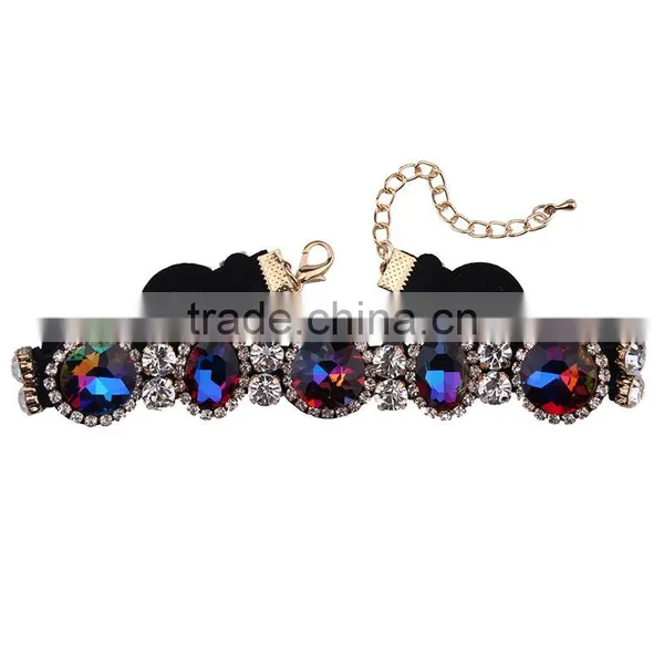 Women Fashionable Round Crystal Gem Stone Choker Necklace for Women Jewelry photo-3