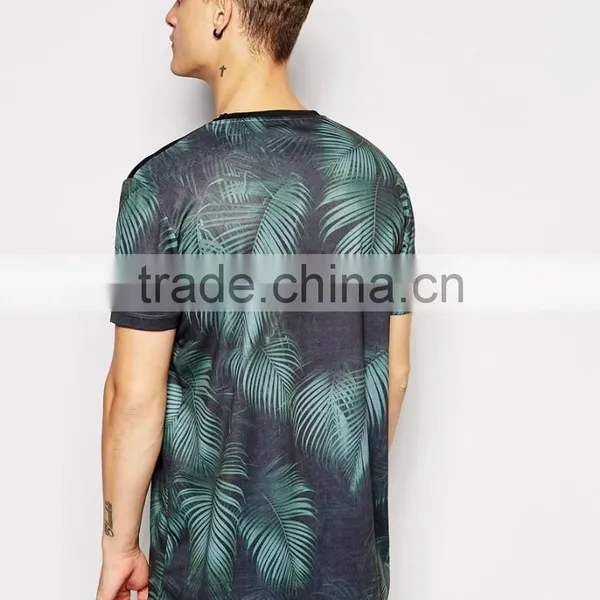 Palm Tree Printing Longline t Shirts for Man photo-2
