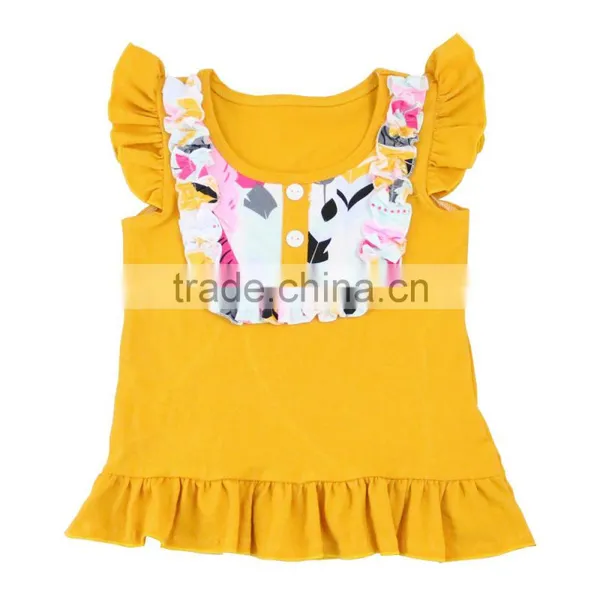 Best Selling Assorted Color Breathable Summer Design 100% Cotton Printed Baby Tops/ Girl Shirts photo-3