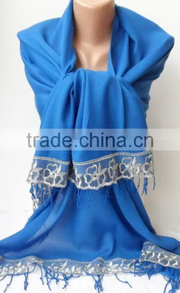 French Lace Socks Blue Pashmina Shawls for Bridesmaids Socks Blue Pashmina With Gray Lace Women Wedding Shawls Fashion Gifts Bri photo-4