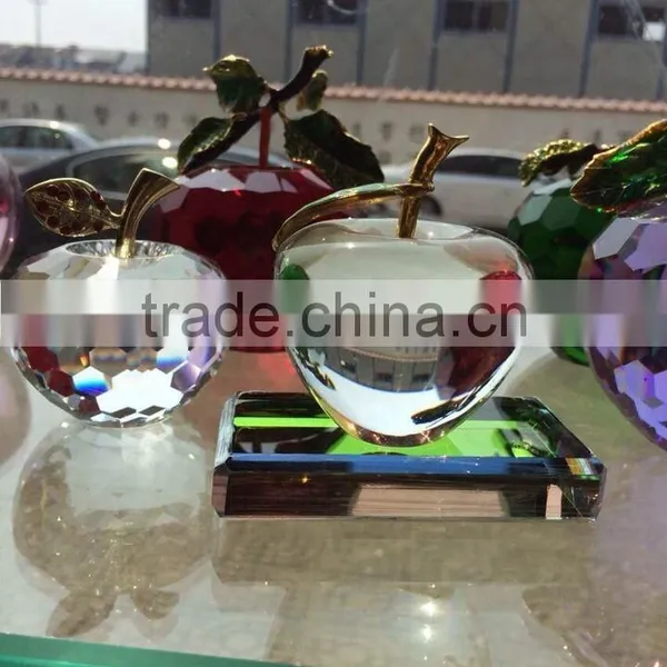 Optical K9 Crystal Round-polished Apple With Stand for Business Souvenirs;Decorative Luxuriant Apple Award Paperweight photo-5