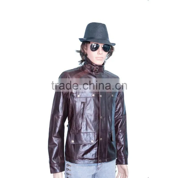 HIGH QUALITY SLIMFIT MEN BROWN RETRO LEATHER JACKET photo-4
