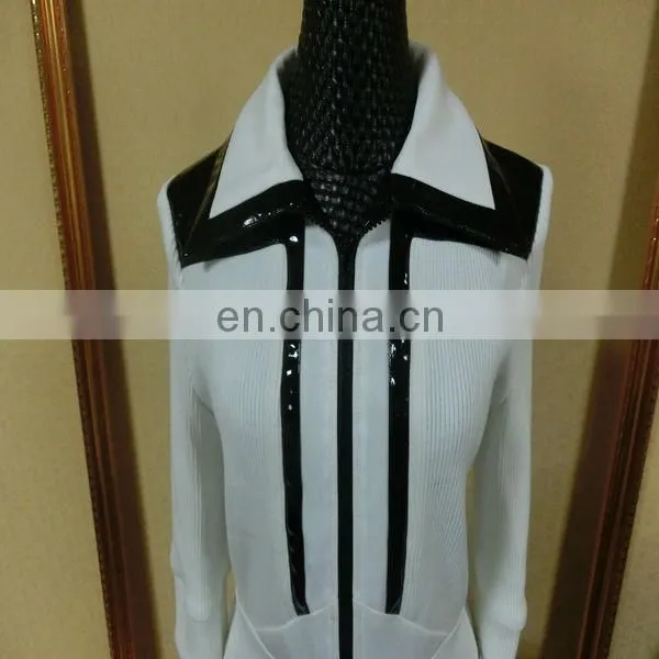 Powersweet 2014 Elegant New Design Aate Leather White Ladies Winter Dress photo-5