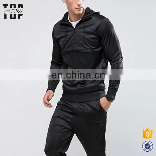 OEM Guangzhou Garments no Pockets Zipper Black Hoodies Men Custom Clothing photo-2