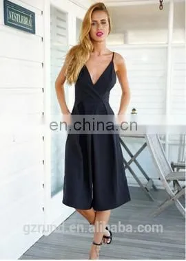 New Model Hot Style Wide-legged Pant Small Quantity Deep V Neck Ladies Jumpsuit photo-2