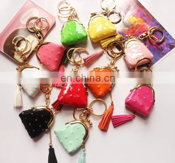 Color PU Creative Leather Small Wallet Keychain Bags Ornaments Tasseldecoration photo-2