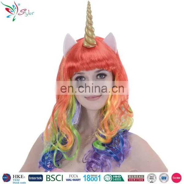 China Halloween Party Wig Supplier Unicorn Synthetic Hair Wig