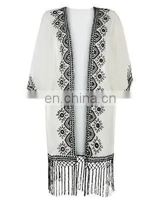 MONOCHROME EMBROIDERED KIMONO Latest Beach Kimono Soft Polyester Fabric Embroidered Kimono photo-4