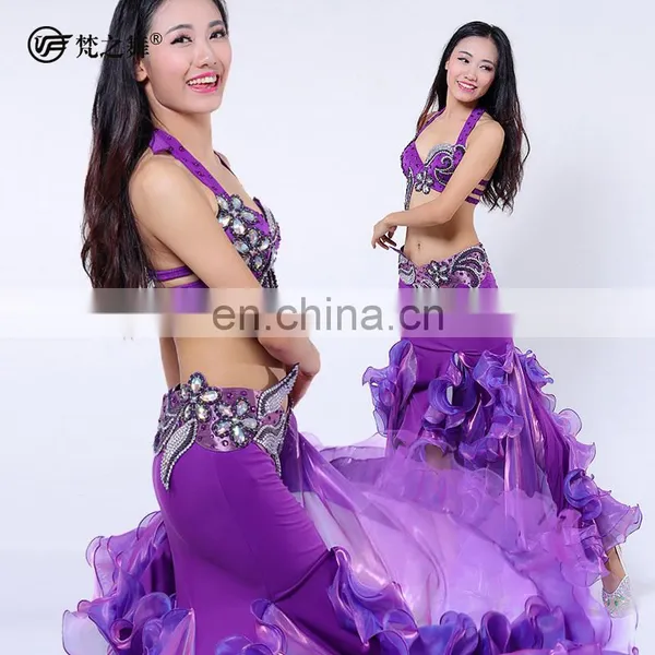 Multy Color Shiny Fabric Professional Beading Belly Dance Costumes Appearl photo-2