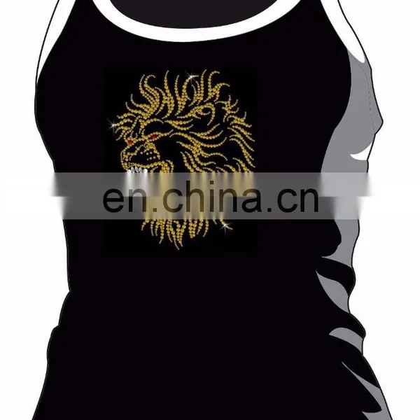 The Latest Design Lion Rhinestone Motif for T-shirt photo-2