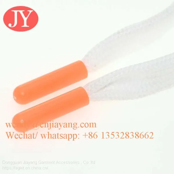 Jiayang 4.2*20mm Plastic Tips Manufactruer Glossy Orange Color Round Shape Plastic Aglet Shoelace Tips photo-4