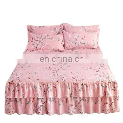 Amazon Hot King Bed Skirt Bed Skirt Cover Set Bedding Bed Skirt Cotton photo-2