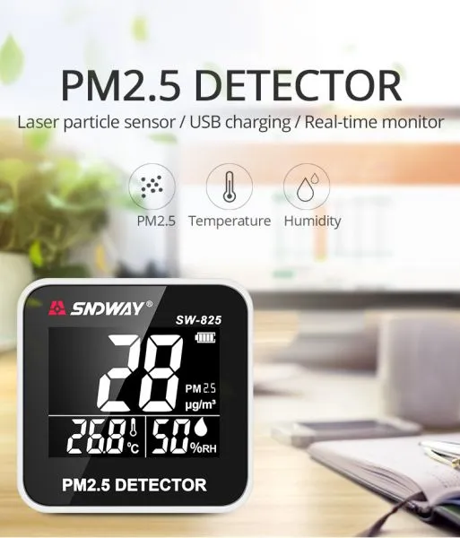 Pocket size PM2.5 detector air quality monitor with USB charging