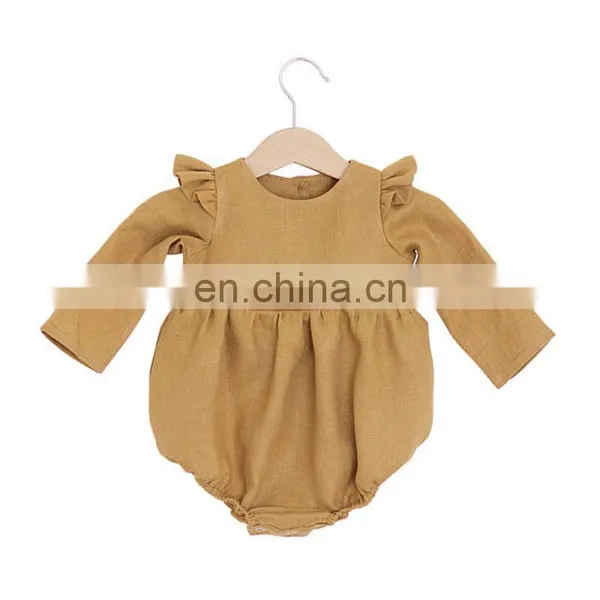 Infants & Toddler Clothes Full Sleeve Ruffle Princess Baby Girls Linen Romper photo-5