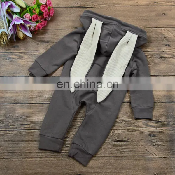 Baby Clothes Romper Solid Color Long Sleeve Lovely Rabbit Ears Autumn Winter Baby Romper photo-2