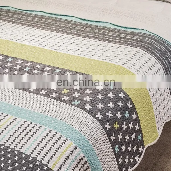 Luxury Vintage Plaid Floral Patchwork Bedsure Queen/King/Custom Size3-Piece Quilt Set Coverlet photo-3