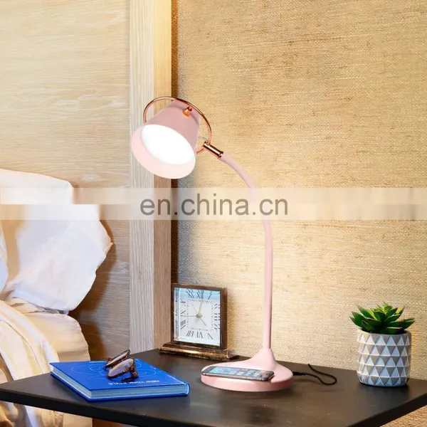 2020 Latest Style USB QI Wireless Charging Stepless Dimming Table Lamp Touch Control Led Table Lamp photo-4