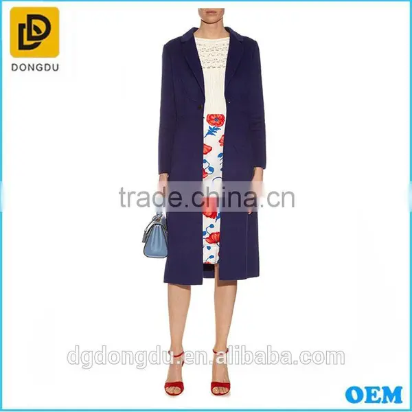 Navy Blue Women Long Sleeve Fleece Coat From Women Coat Factory photo-4