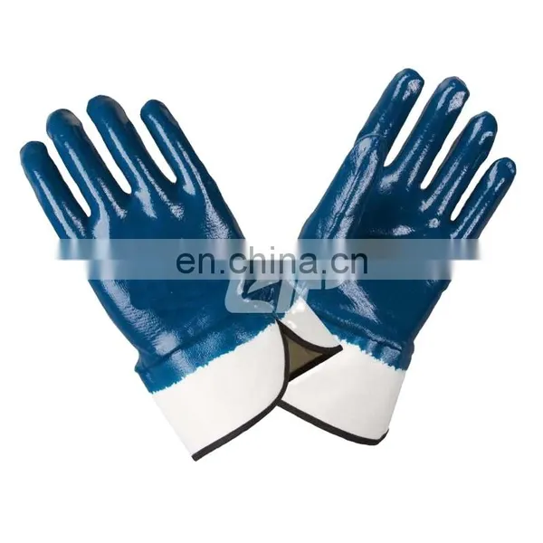 Oil Resistant Fully Coated Blue Nitrile Safety Work Gloves For Fuel Petro Chemical Work photo-5