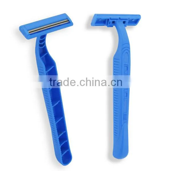 D211 Blue Plastic Handle Double Edge Blade Disposable Shaving Razor photo-2