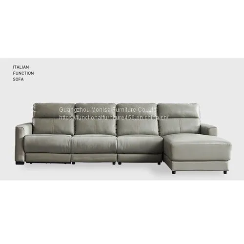 2022 Head Laminated Textured Cowhide Sofa Italian Minimalist Living Room Corner Function Sofa Modern Minimalist Leather Art Combination photo-2