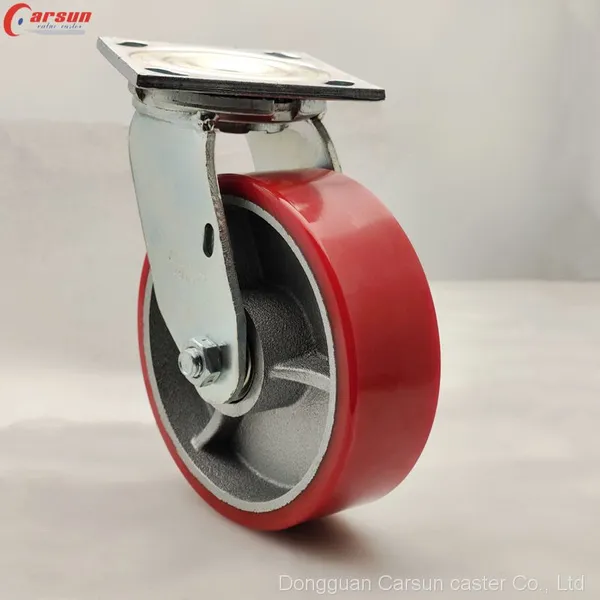 Heavy Duty Caster 6 Inch Iron Core PU Caster Wheel Industrial Swivel Castor Wheels Without Brake photo-5