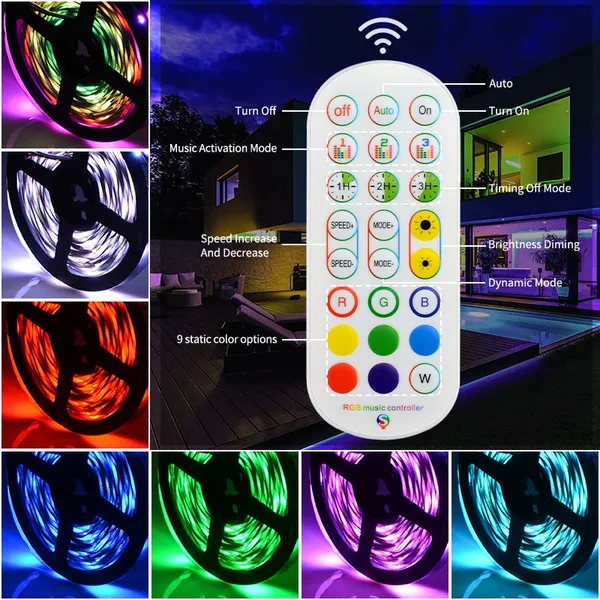 Smart Led Strip Home Kit IP20 24 Key WS2811 5050 5M 60LED 12V LED RGB Strip Kit photo-3