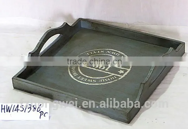 Wholesale Antique White Square Wooden Tray Wood Plate Shabby Chic Style