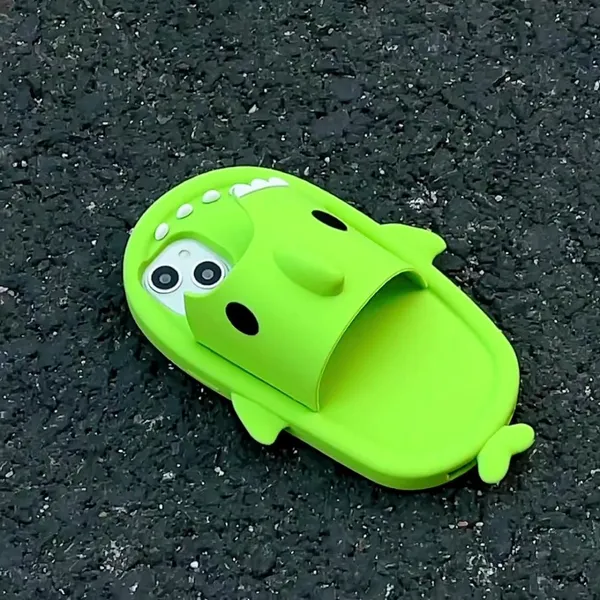 Cartoon 3D Green Shark Shock-proof Silicone Phone Case Back Cover Protective Case for Mobile Phone 13 14 15pro Max