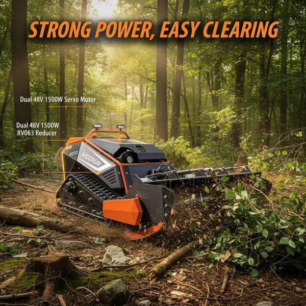Vigorun Crawler Wireless Radio Control Hammer Flail Mower for Large Landscapes Heavy Duty Vegetation Cutting