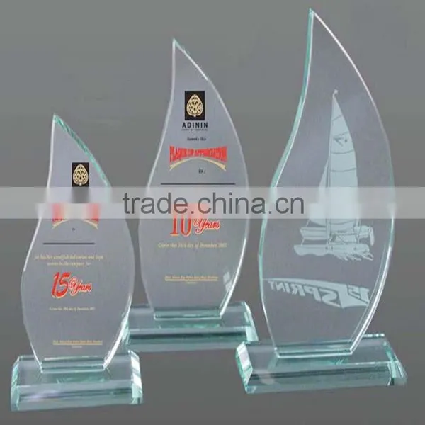 Clear Flame Shape Crystal Trophy