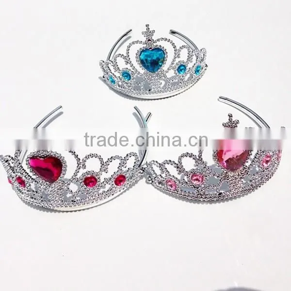 In Stock Factory Price Electroplating Plastic Tiara Princess Crowns for Kids for Sale photo-3