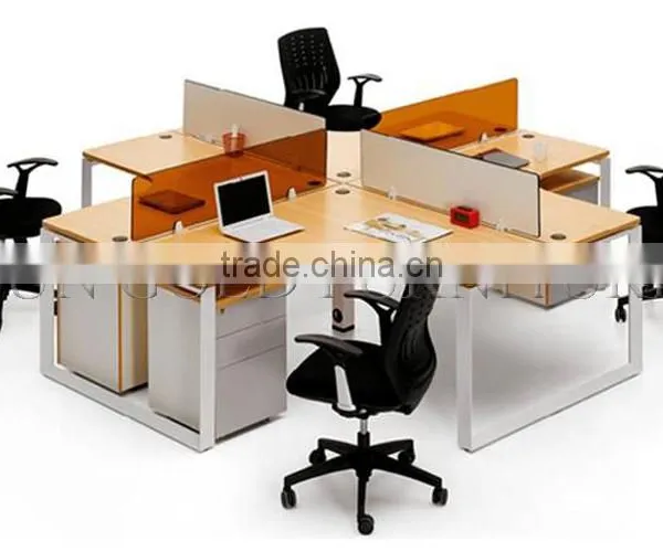 Modern 4 Person Cross Workstation,cross Steel Frame Office Partition ( SZ-WS006) photo-4