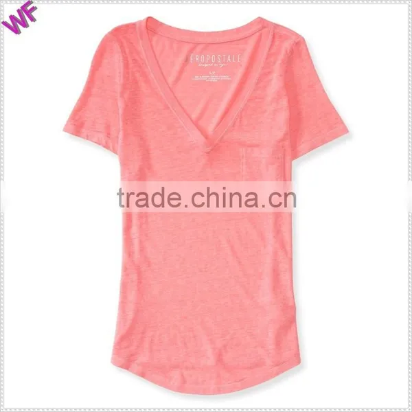 Chest Pocket t Shirt V-neck T-shirt Printed Logo t Shirt China Wholesale t Shirt Apparel photo-4