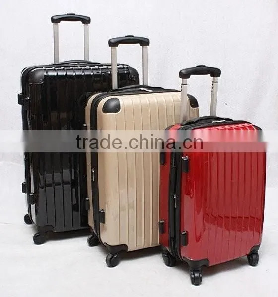 Stock ABS+PC 3pcs Spinner Wheeled Trolley Luggage Set Closeout Suitcase