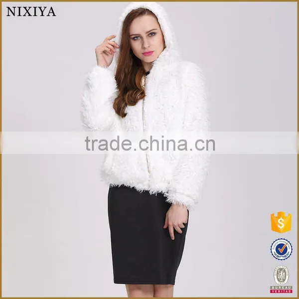 2016 Women White Long Mink Coat With Caps in China