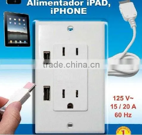 High Quality ETL Approval USB Wall Socket 125V For IPhone IPad Charge